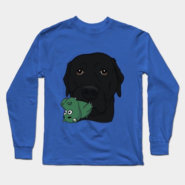 Black Lab with Toy Long Sleeve T-Shirt by rmcbuckeye